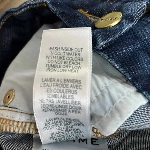 Frame Denim Le Crop Mini Boot Fringed Hem Dark Wash Jeans - Size 26 - Picture 8 of 9